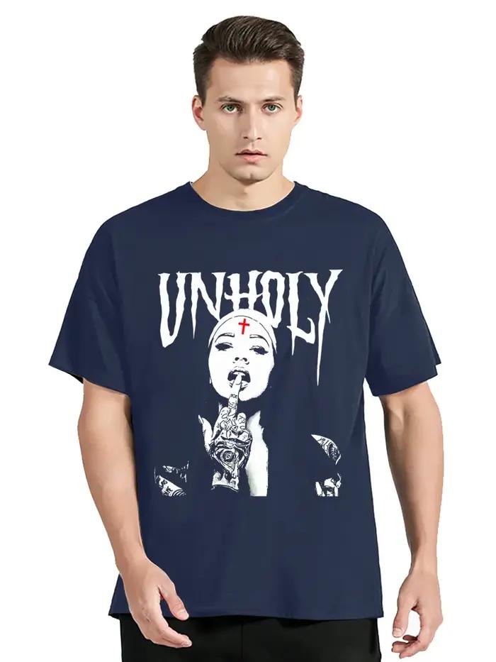 T-Shirt Horror Unholy Nun pour Homme, Streetwear Décontracté à Col Rond, en Coton, à la Mode, Grande Taille, Été