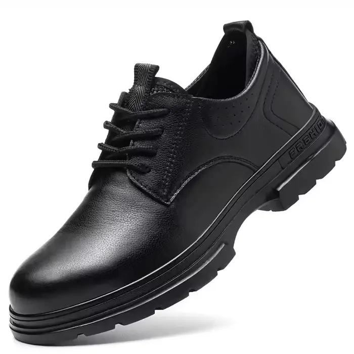 Chaussures de sécurité en cuir de vache pour hommes, chaussures de travail en cuir véritable, indest