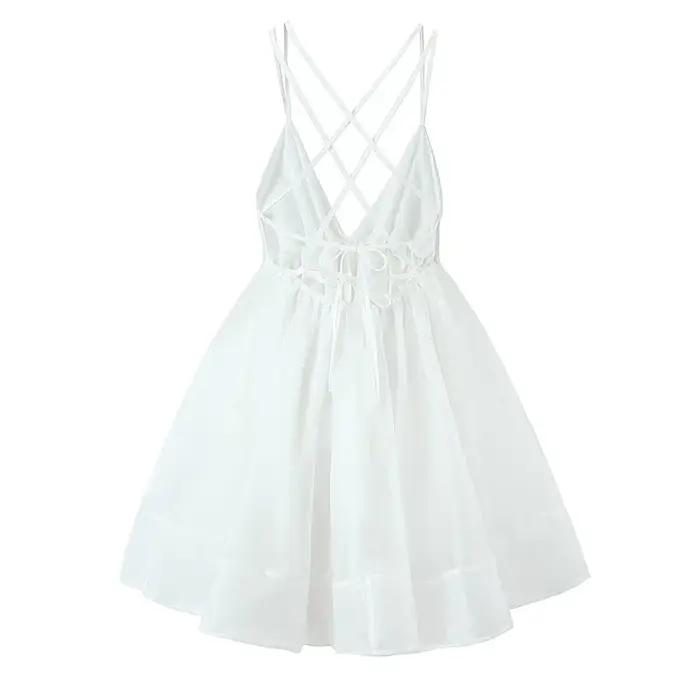 YENKYE nouvelles femmes bleu blanc Sexy dos nu pansement plage vacances robes élégant a-ligne Mini f
