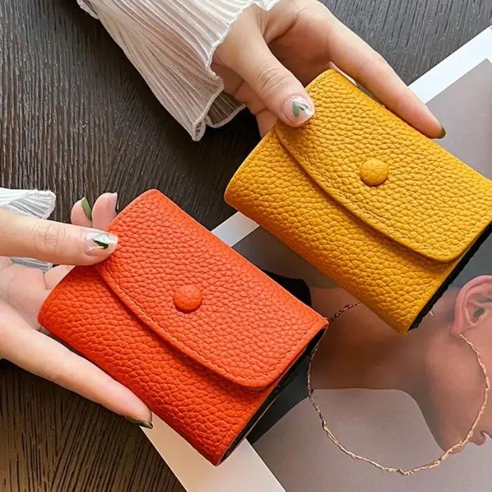 Sac porte-cartes en cuir PU ISKYBOB pour femmes, minimaliste, avec loquet, pour carte de crédit, permis de conduire, identité, occasions spéciales
