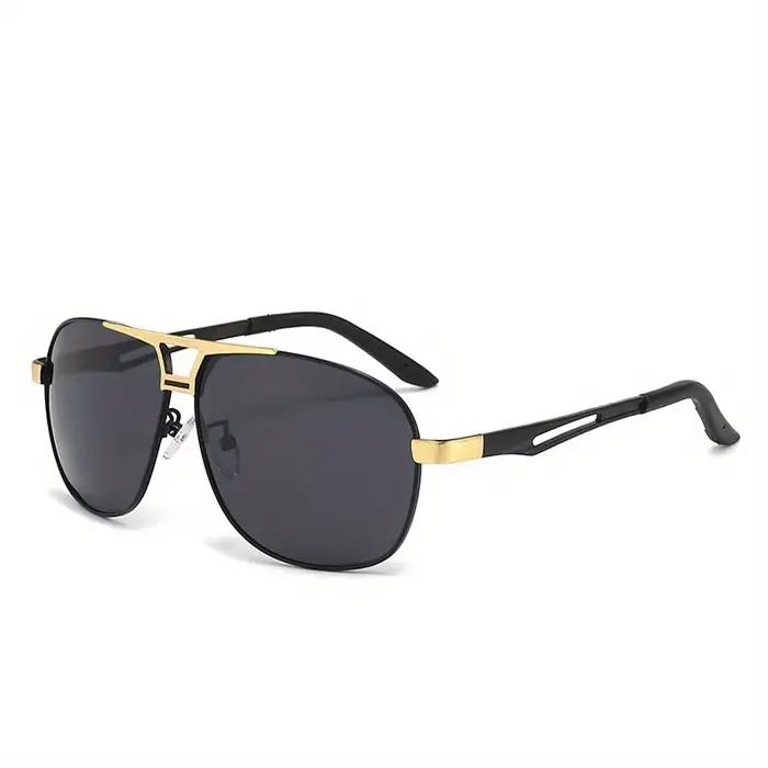 Lunettes de soleil de mode homme ovale grande monture anti-reflet design avion pilote occasions extérieures violet bleu jaune