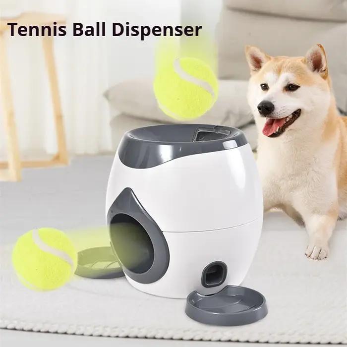 Lanceur de balles intelligent pour chiens avec distributeur de friandises, machine à récompenses alimentaires et balles de tennis pour petits chiens occasionnellement amusantes et instructives