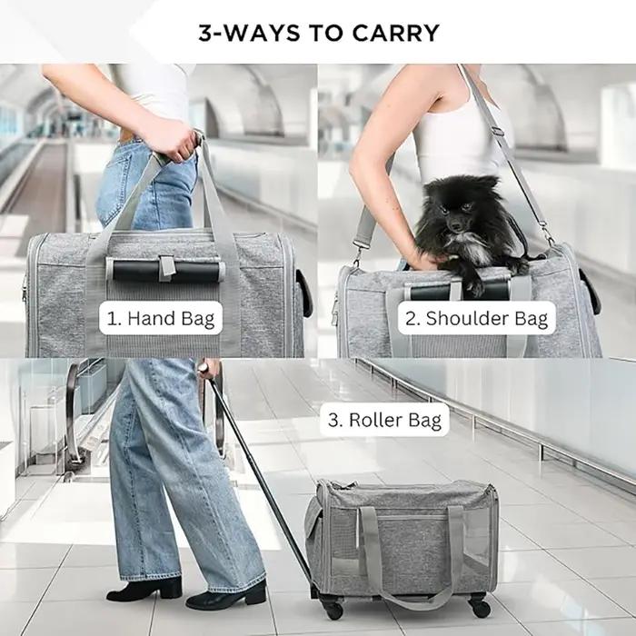 Poussette pliable avec roues pour chiens et chats, porte-animaux apprové par les compagnies aériennes, idéal pour déplacements quotidiens et voyages