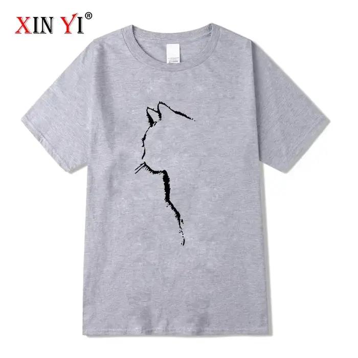 T-shirt homme Top qualité 100% coton manches courtes Cool chat imprimé col rond décontracté ample Hip Hop pour hommes