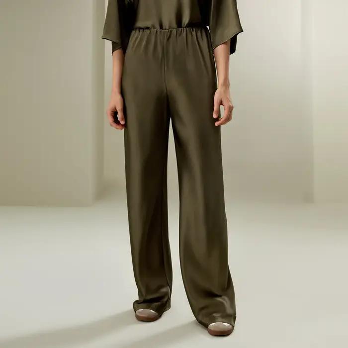 LILYSILK Pantalon en soie coupe biais pour femme - Style minimaliste