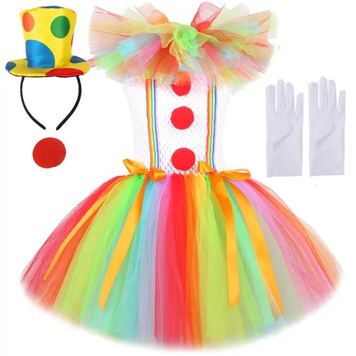 Costumes de Clown Pennywise arc-en-ciel pour filles, robe Tutu d'halloween de Clown de cirque pour e