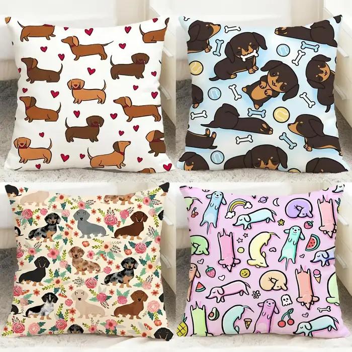 Housse de coussin en forme de chien saucisson réversible polyester pour décoration maison et voiture occaions spéciales