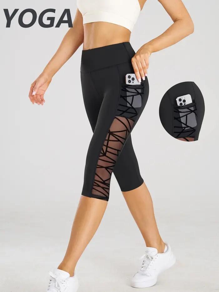 Taille haute Yoga pantalons courts Leggings avec poches sport Fitness décontracté serré pantalons de