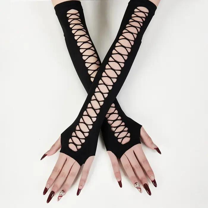 Gants en dentelle pour femmes sans fourchettes, pour adultes, pour danse et soirée, style fashion, polyester et acrylique