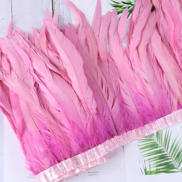 Plumes de queue de poulet de coq rouge, ruban de plumes de Coque naturelle pour artisanat, robe, jupe, Costume de carnaval, Plumes 10-12 pouces