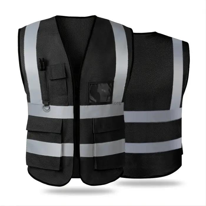 Gilet de sécurité réfléchissant pour femmes et hommes, haute visibilité, avec poches, fermeture éclair sur le devant, rencontre les normes ANSI/ISEA