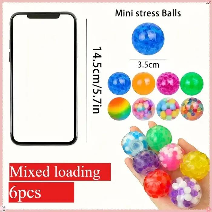 6 pièces Mini balles anti-Stress Squishy ensemble arc-en-ciel balle à presser EDC jouet sensoriel Fidget