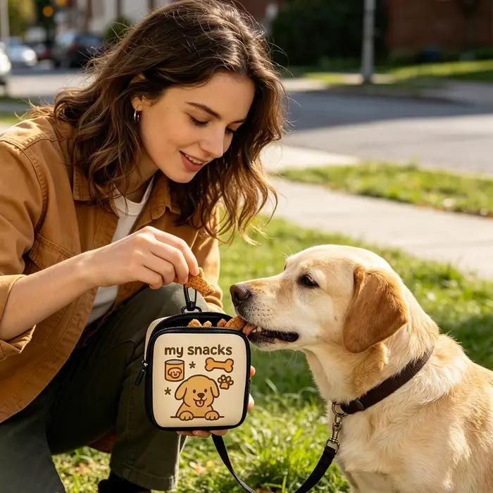 Sac de dressage pour chien multifonctionnel étanche et portable pour entraînement et promenade avec compartiment visible de friandises pour chiots et autres animaux
