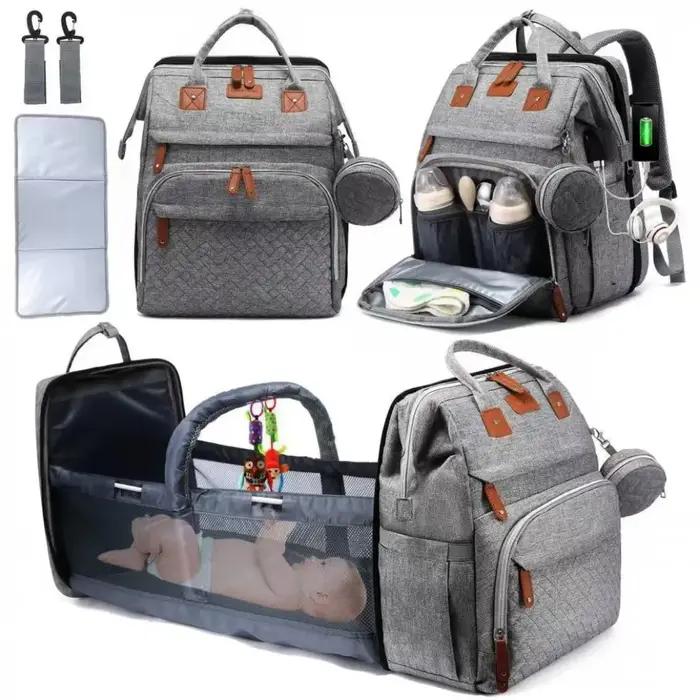 Sac à dos multifonctionnel pour couches de lit, sac à langer pour bébé fille et garçon, grande capac