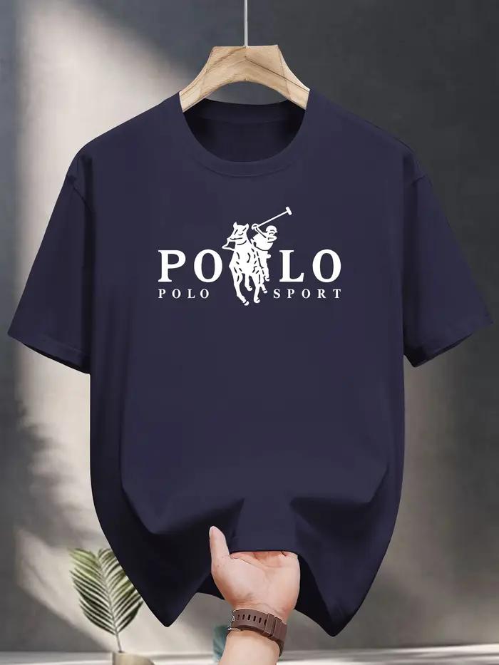 T-shirt décontracté pour homme avec logo d'équitation imprimé