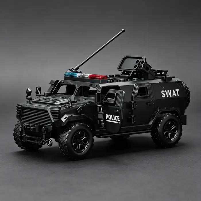 Figurine MOC Série Police Urbaine : Blocs de Construction Unité de Désamorçage - Modèle de Véhicule Blindé Guerrier (Jouet Modulaire)