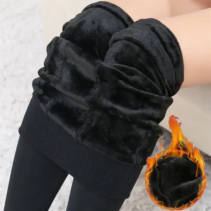 Leggings slim doublés moelleux pour femmes, collants thermiques chauds, pantalons optiques, hiver