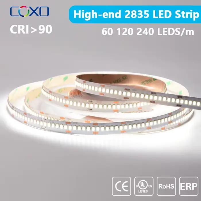 Bande lumineuse LED 2835 haut de gamme, 5m, 60/120/240 LED/m, 16,4 pieds, ruban Flexible, RA90 SMD28