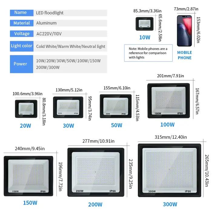 Projecteurs LED 10W 20W 30W 50W 100W 200W projecteur AC220V/110V étanche mur extérieur jardin projec