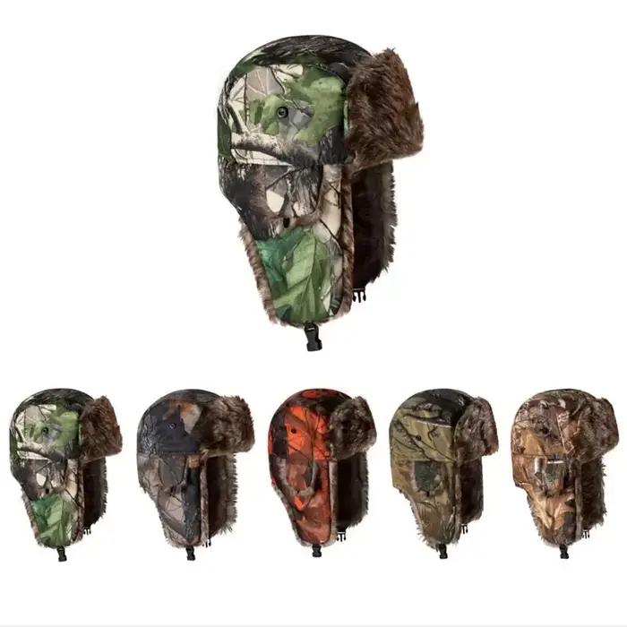 Chapeau trappeur russe ushanka fourrure hiver chasse ski pêche - Bomber hat avec rabats d'oreilles chauds