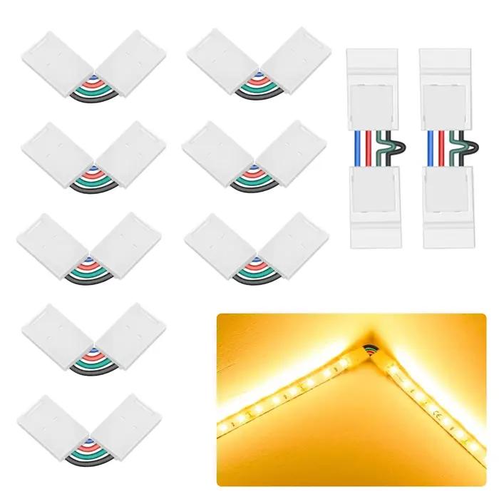 10 pièces connecteurs à 4 broches en forme de L Angle réglable (90-180 degrés) connecteurs de bande