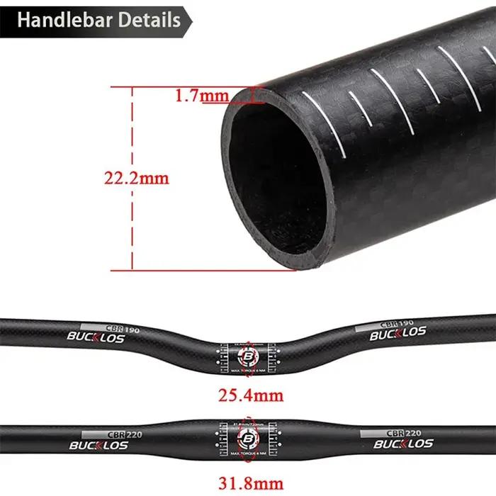 BUCKLOS 31.8mm vtt guidon plein carbone 25.4mm vélo ultraléger Riser barre 660mm 720mm 760mm VTT gui