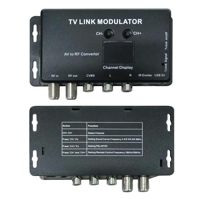 Modulateur TV LINK, AV vers RF, Extenseur IR avec affichage des canaux, Dispositif d'insertion de pr