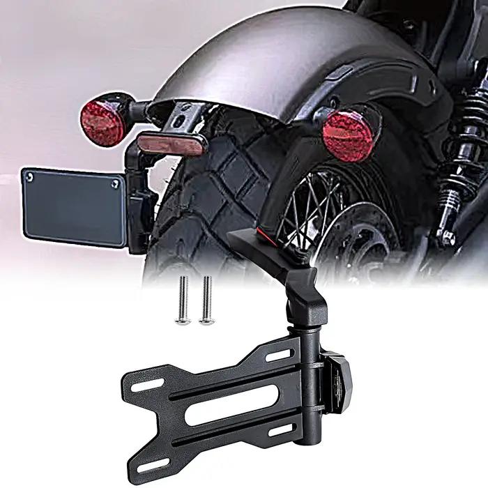 Support de plaque d'immatriculation réglable noir pour moto