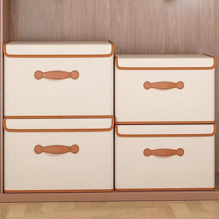 Boîte de rangement pour vêtements avec couvercle, pour usage domestique, garde-robe, sous-vêtements, boîte de rangement pour vêtements, couvertures, panier de rangement