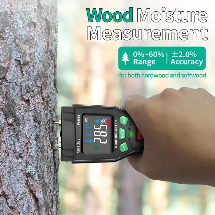 MASTFUYI-Humidimètre numérique pour bois, affichage LED 0 ~ 60%, détecteur d'humidité, testeur de te