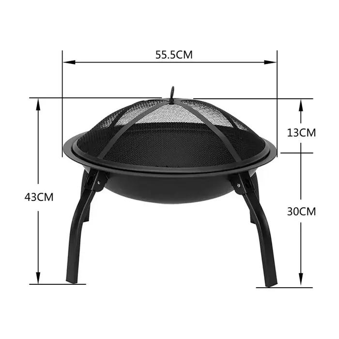 Bassin de four à feu rond en fer lourd, gril pliable, brasero d'extérieur, poêle chauffant au charbon de bois