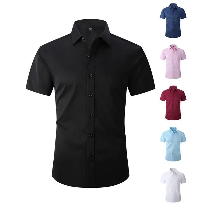 Chemise d'été décontractée pour homme en coton à manches courtes