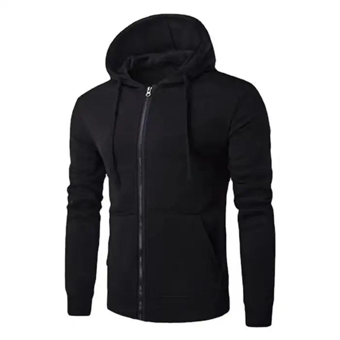 Veste à capuche à manches longues PVD pour hommes, fermeture à glissière, sweat-shirt Slim Fit, vête