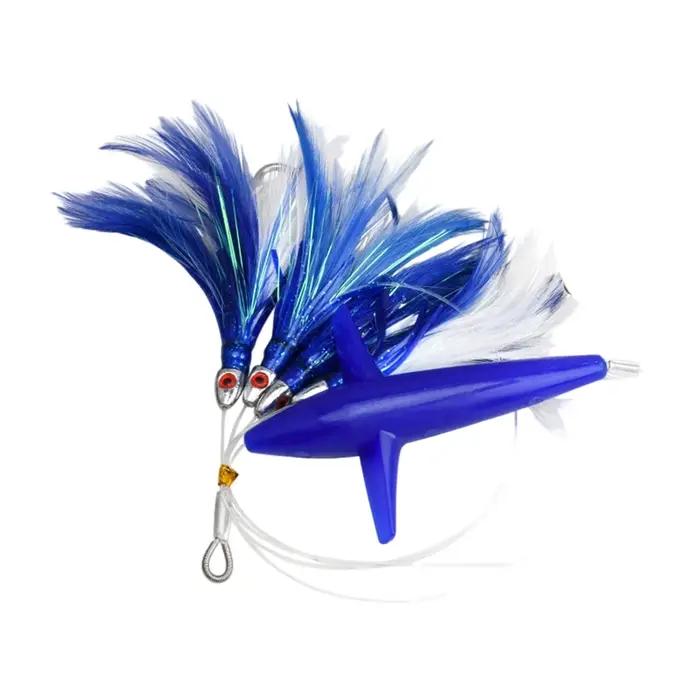 Leurre de thon à la traîne en plumes, piège à poissons lumineux pour pêche en mer, grand bateau, sortie océanique, attrape poissons captivant