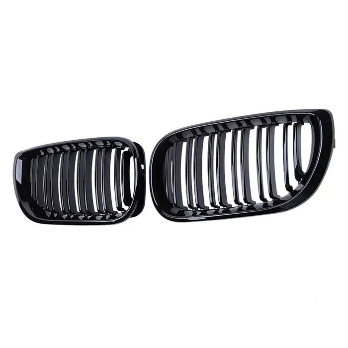 Grille de rein avant de voiture noire brillante, capot à double lamelle, grilles de course pour BMW
