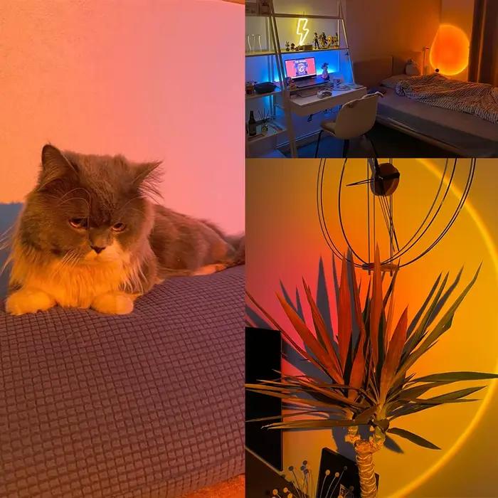 Lampe LED de coucher de soleil, projecteur USB, décoration de fête d'anniversaire, lumières d'ambian