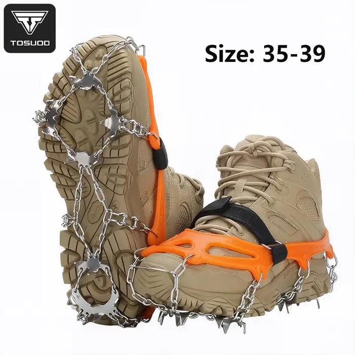 Crampons antidérapants TOSUOD à 19 pointes pour chaussures, randonnée en plein air, escalade, crampons à neige, chaîne en acier inoxydable, acier au manganèse