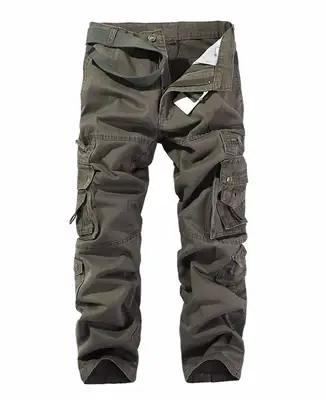 Pantalon cargo chasse multi-poches coton armée vert - vêtement tactique lavage facile