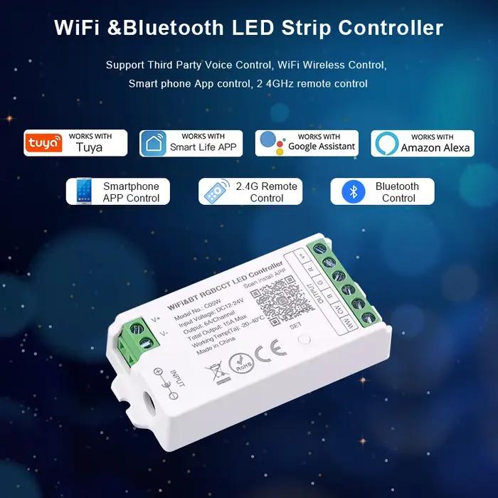 Tuya WiFi LED de contrôle Alexa Google Home commande vocale RGB RGBW CCT LED bande contrôleur intell