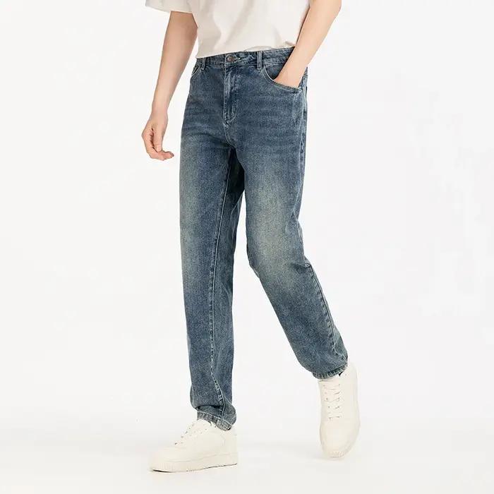 Jean Homme Semir Vintage Délavé Coton Élastique Doux Coupe Slim Polyvalent Tendance 2026 Décontracté