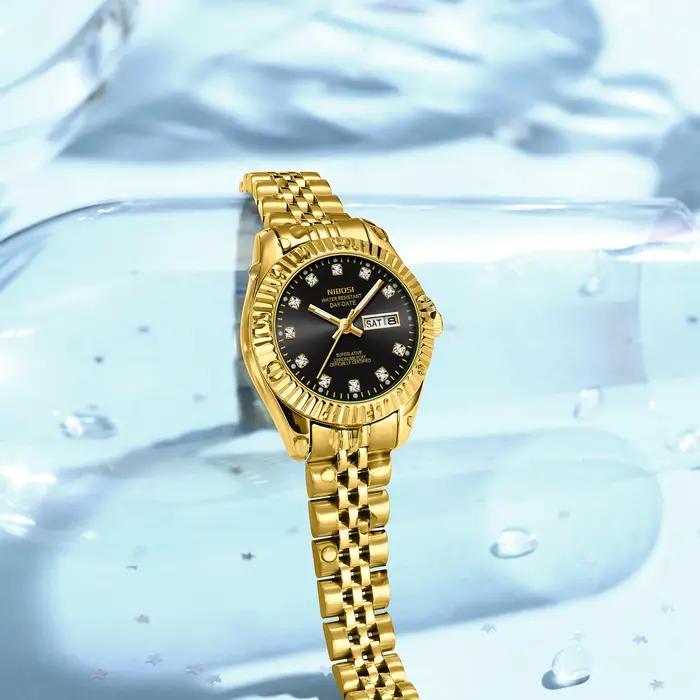 Montre femme NIBOSI luxe mode - Simple professionnelle acier inoxydable bracelet dame