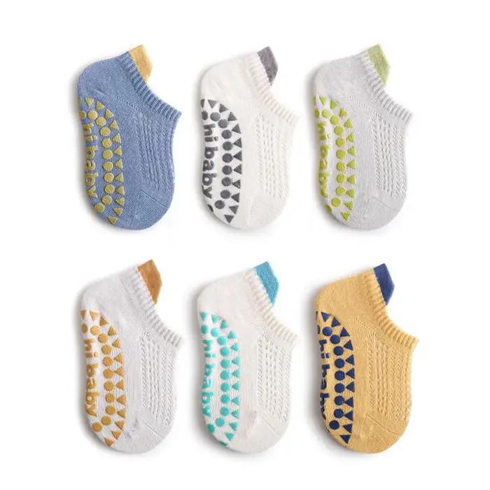 6 paires de chaussettes de sol antidérapantes en coton pour bébés garçons et filles