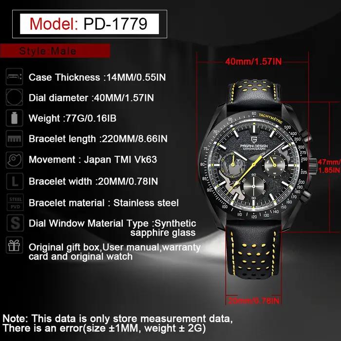 Montre homme PAGANI DESIGN Moon Watch quartz étanche squelette chronographe sport verre saphir AR 1779
