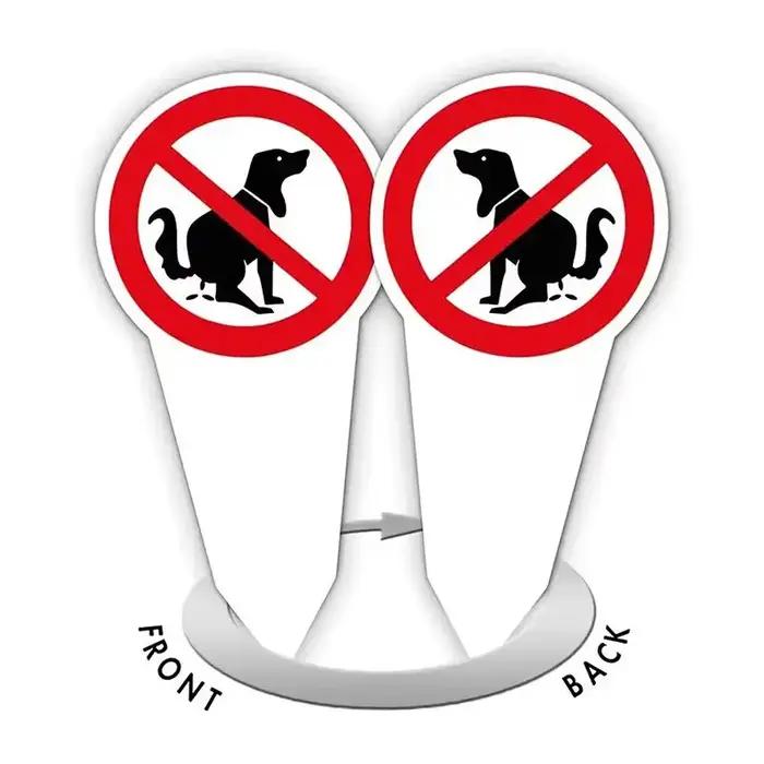 Panneau en plastique « Pas de crottes de chien » – Avertissement de proscution des excréments – Panneau de jardin avec piquet – Avertissement extérieur étanche pour les propriétaires d'animaux – Prévi