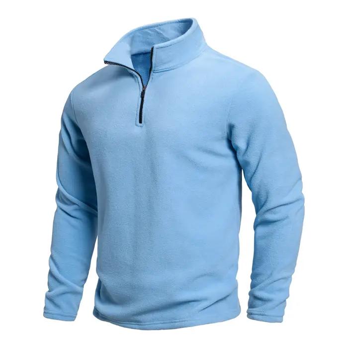 Pull chaud d'extérieur pour hommes, mode hiver, chaud et confortable, demi-fermeture éclair, couleur