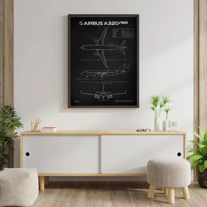 Air Force avion Airbus A-340 B-747 brevet imprime avion affiche Fighter Blueprint toile peinture mur Art gérer décor à la maison