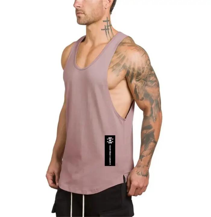 Marque Gym Sport vêtements coton Singlets musculation Stringer débardeurs hommes Fitness chemise Muscle gars sans manches gilets de course