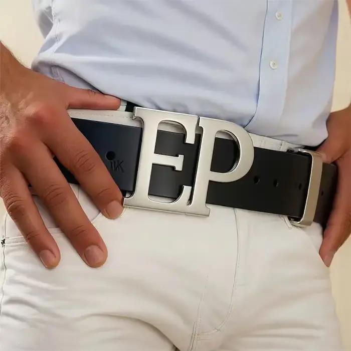 Boucle de ceinture personnalisée en acier inoxydable avec gravure de nom ou logo pour homme cadeau anniversaire fiançailles mariage