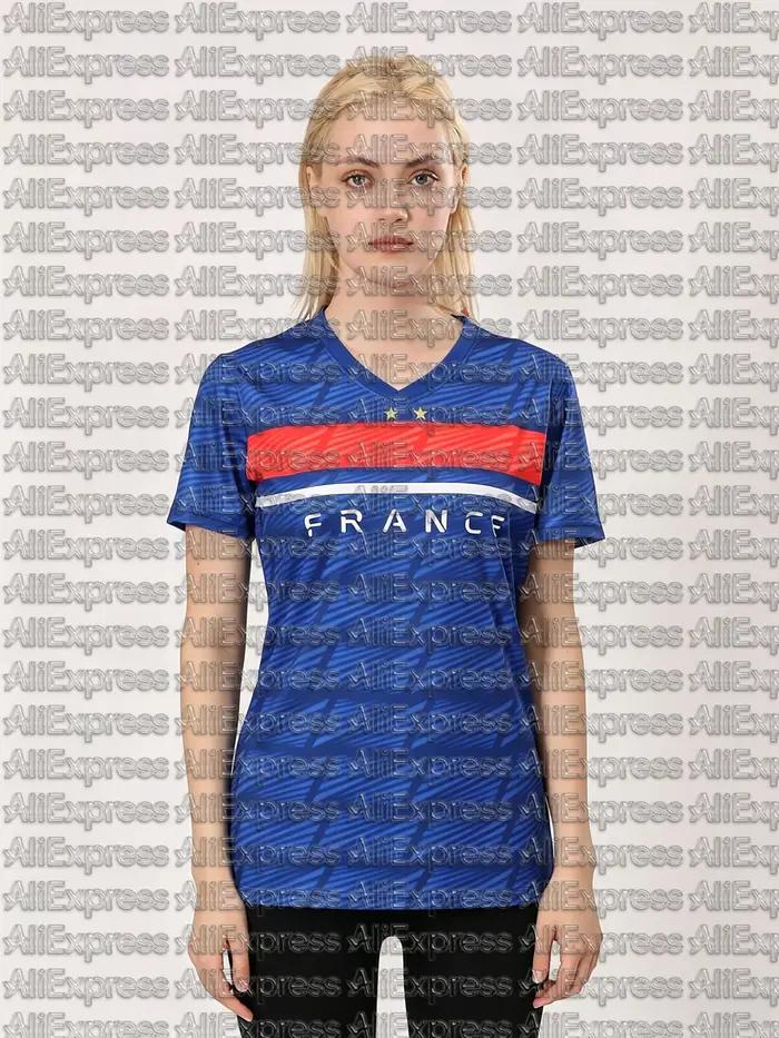 Maillot de football pour femmes style équipe française été séchage rapide respirant t-shirt de sport à manches courtes pour entraînement et occasions spéciales