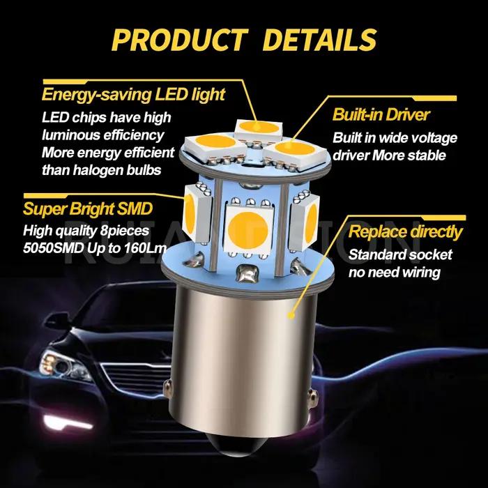Ampoules LED R-ABC-X 1156 BA15S pour voitures camions motos feux arriere de recul antibrouillard lumiere intense couleur rouge blanc jaune blanc chaud